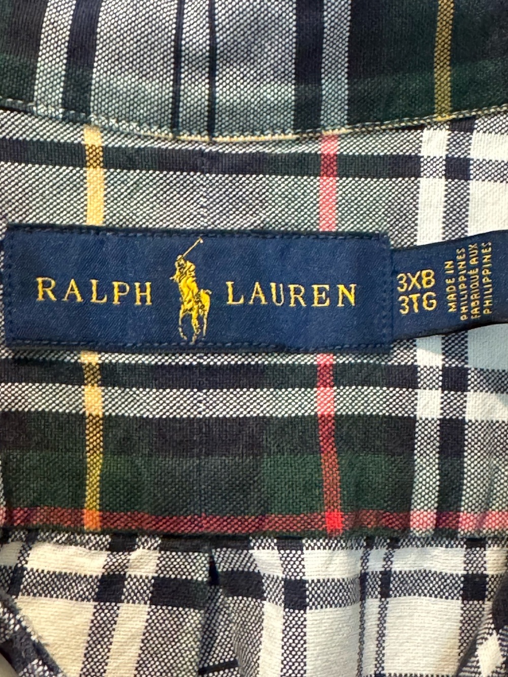Ralph Lauren 3X Navy Plaid Button Down Shirt - Picture 2 of 7